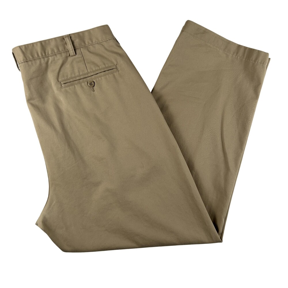 Lands End Pants Mens 42x30 Beige 100% Cotton Chino Classic Fit Casual Khakis